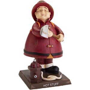 Hot Stuff Firefighter Fireman Bobble Head Doll Handprinted by Guyz RUSS